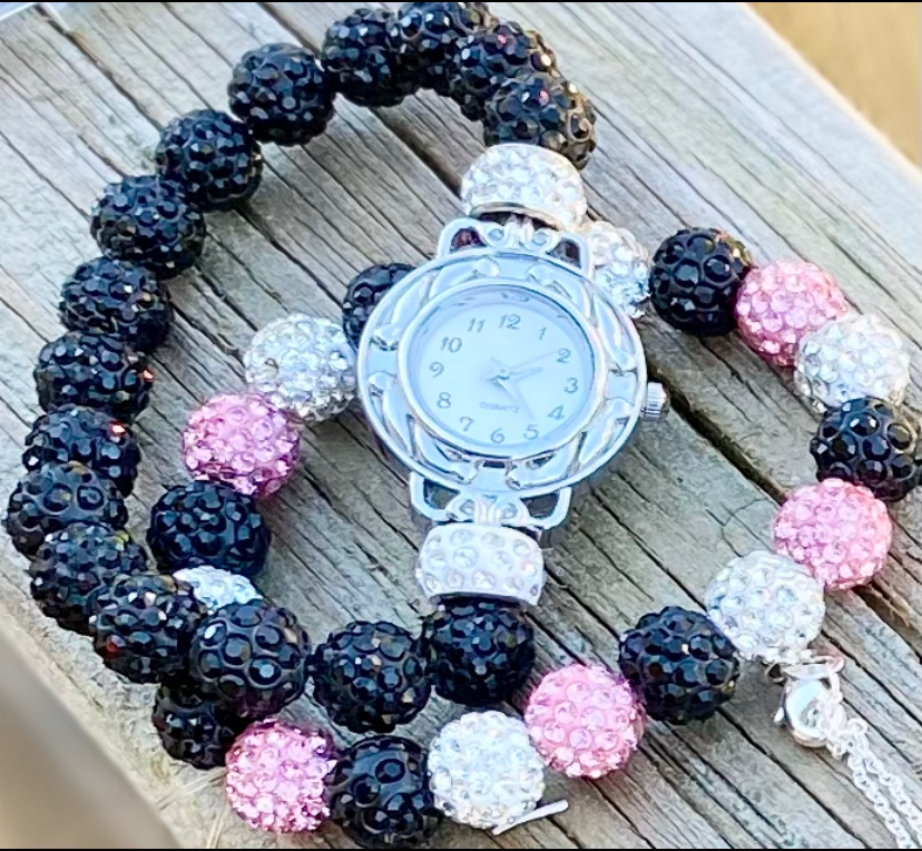 Watch, bracelet, necklace & earrings set Glamorous Charmz