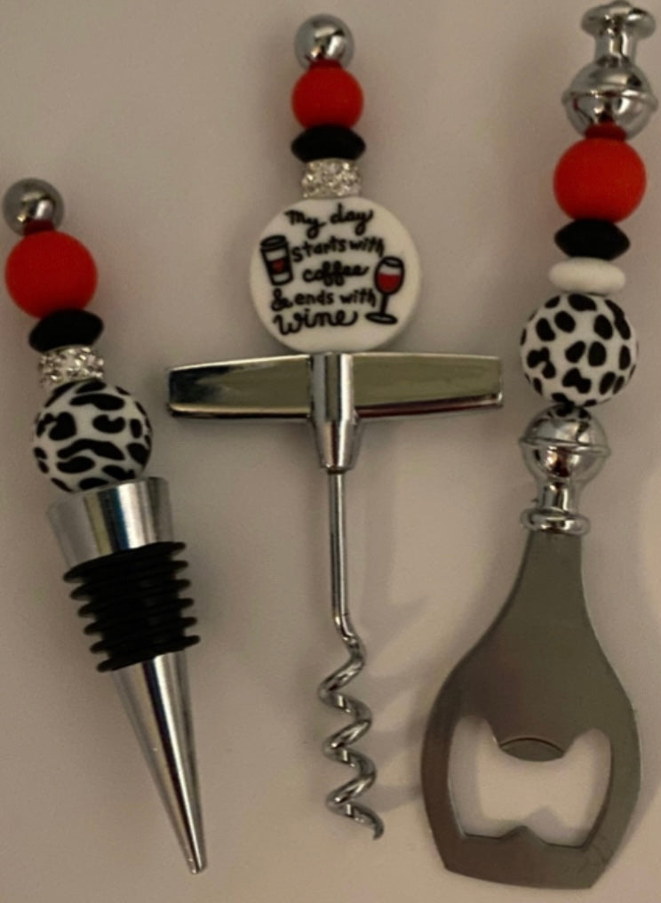 Wine opener, wine stopper, and bottle opener set Glamorous Charmz