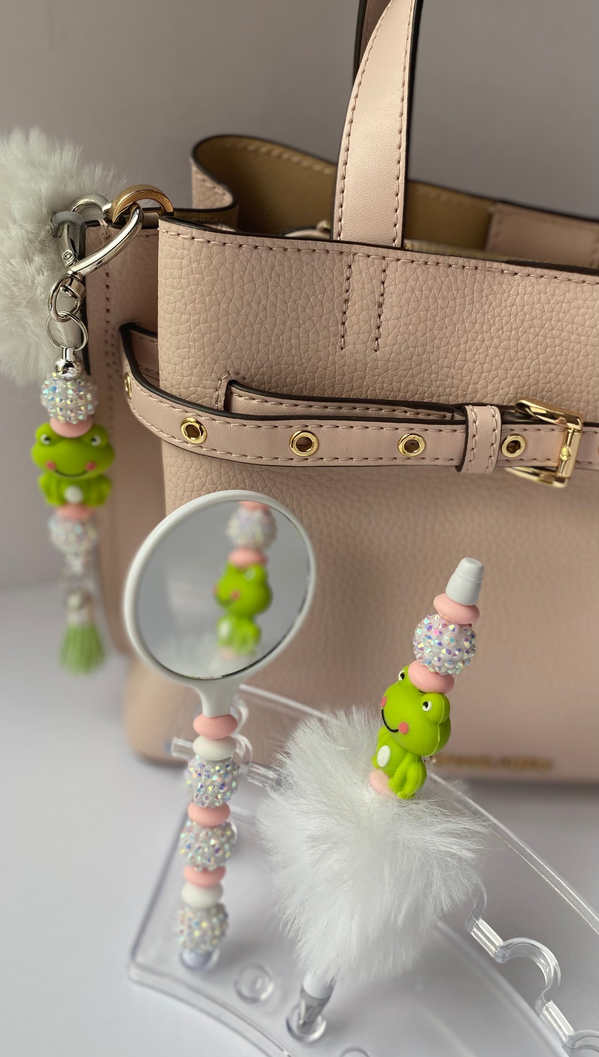 Bag Charm, Pen, and Mirror Set Glamorous Charmz