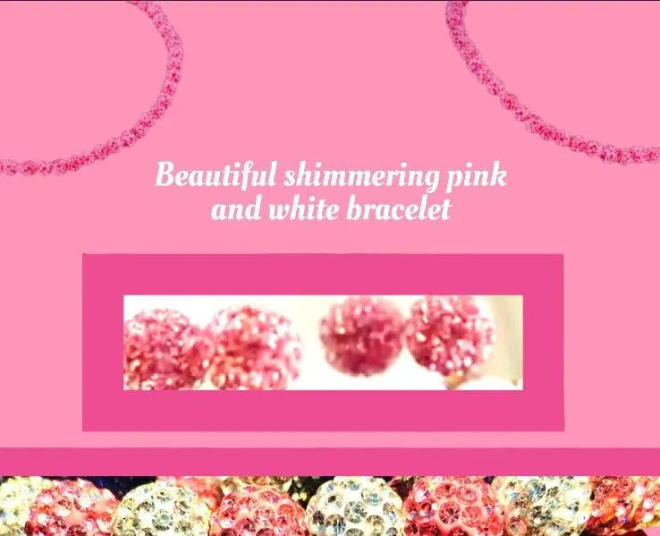 Dazzling bracelet with shimmering pink and white disco ball-like beads.