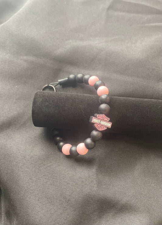 Durable stainless steel dog collar with silicone beads and metal o-ring.